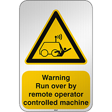 Знак безопасности ISO — предупреждение, наезд машиной, управляемой удаленным оператором