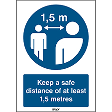 Знак безопасности: соблюдайте безопасную дистанцию не менее 1,5 метра.
