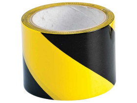 Лента напольная маркировочная для разметки, прочная, черно-желтая, 75 мм*16.5м, B-950