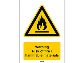 Знак безопасности ISO - Внимание, риск возгорания, легковоспламеняющиеся материалы